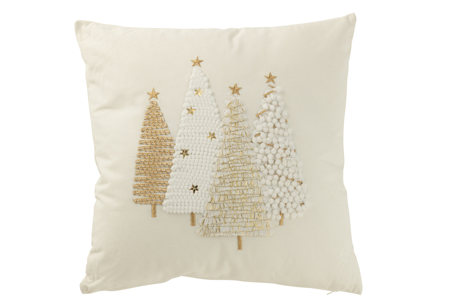 Cuscino in Cotone con Ricamo Alberi di Natale 45x45 cm J-Line by Jolipa