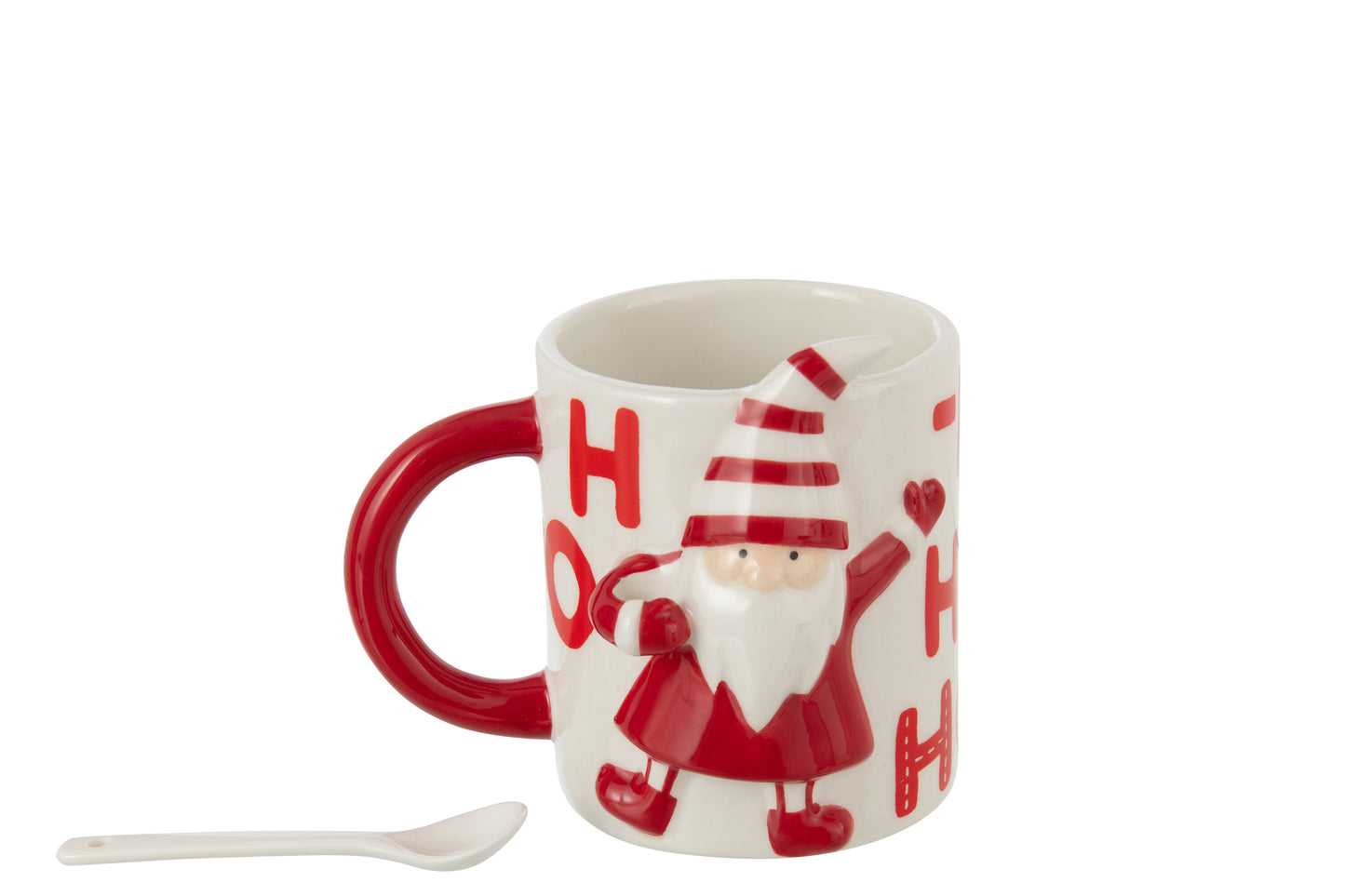 Mug Babbo Natale con Cucchiaino in Ceramica H. 11,5 cm J-Line by Jolipa