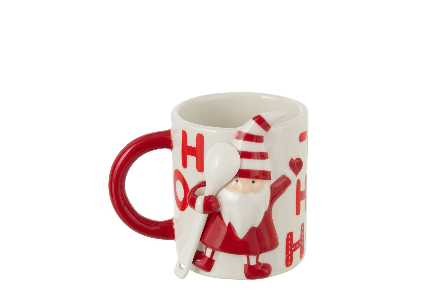 Mug Babbo Natale con Cucchiaino in Ceramica H. 11,5 cm J-Line by Jolipa