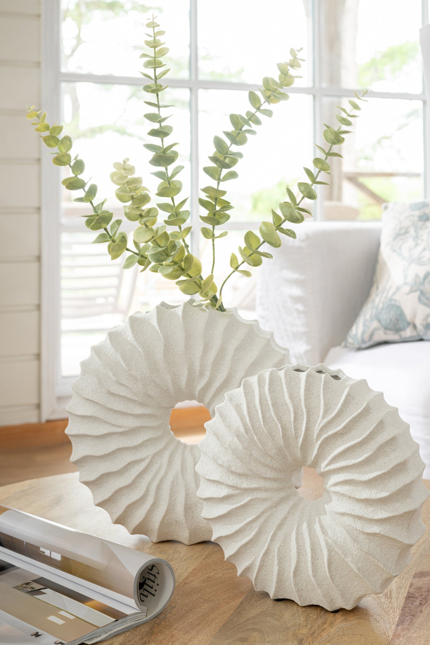 Vaso tondo finitura sabbiata gres bianco d. 25,5 - J LINE by JOLIPA