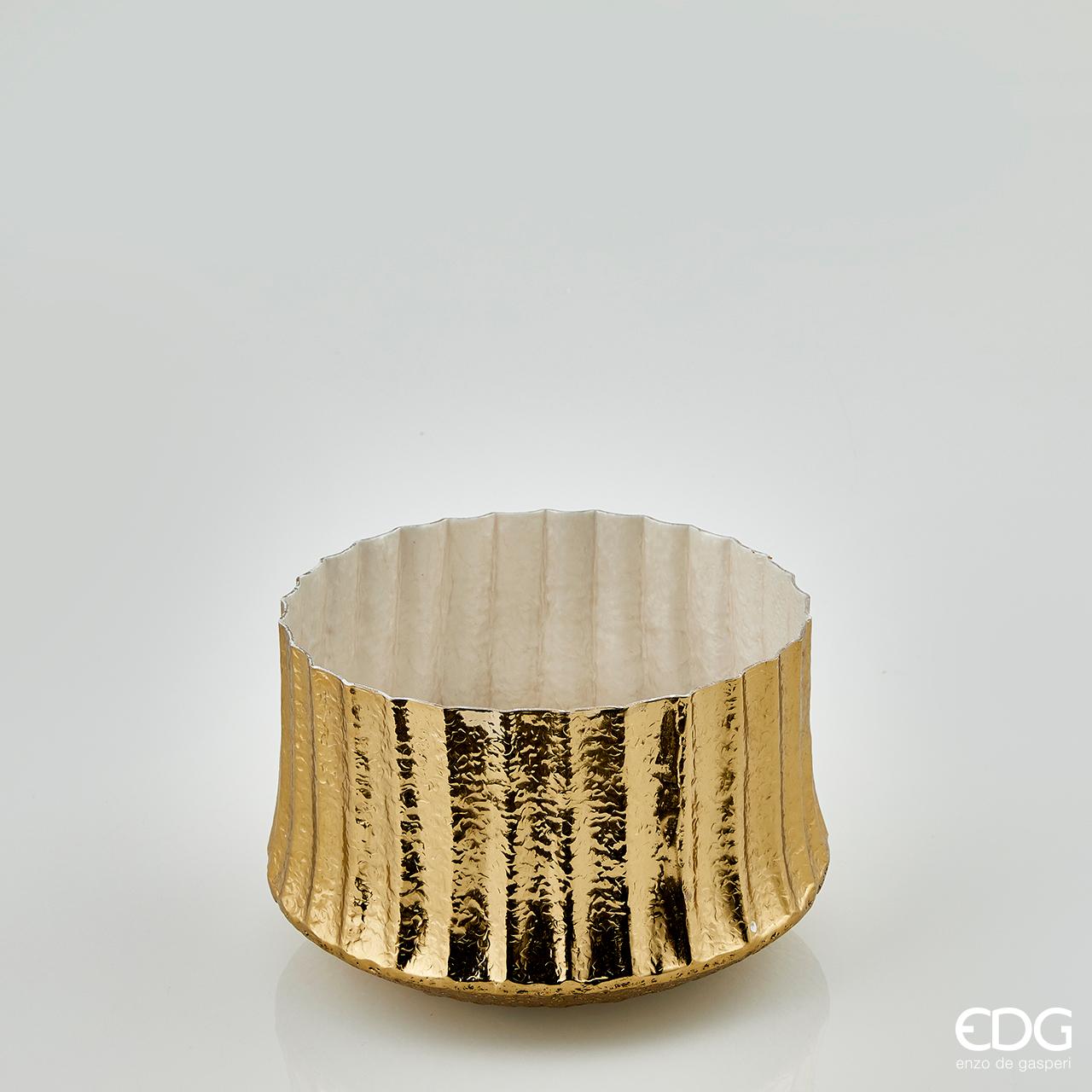 Vaso Brass in Metallo Oro con Interno Madreperlato H. 18 cm EDG Enzo De Gasperi