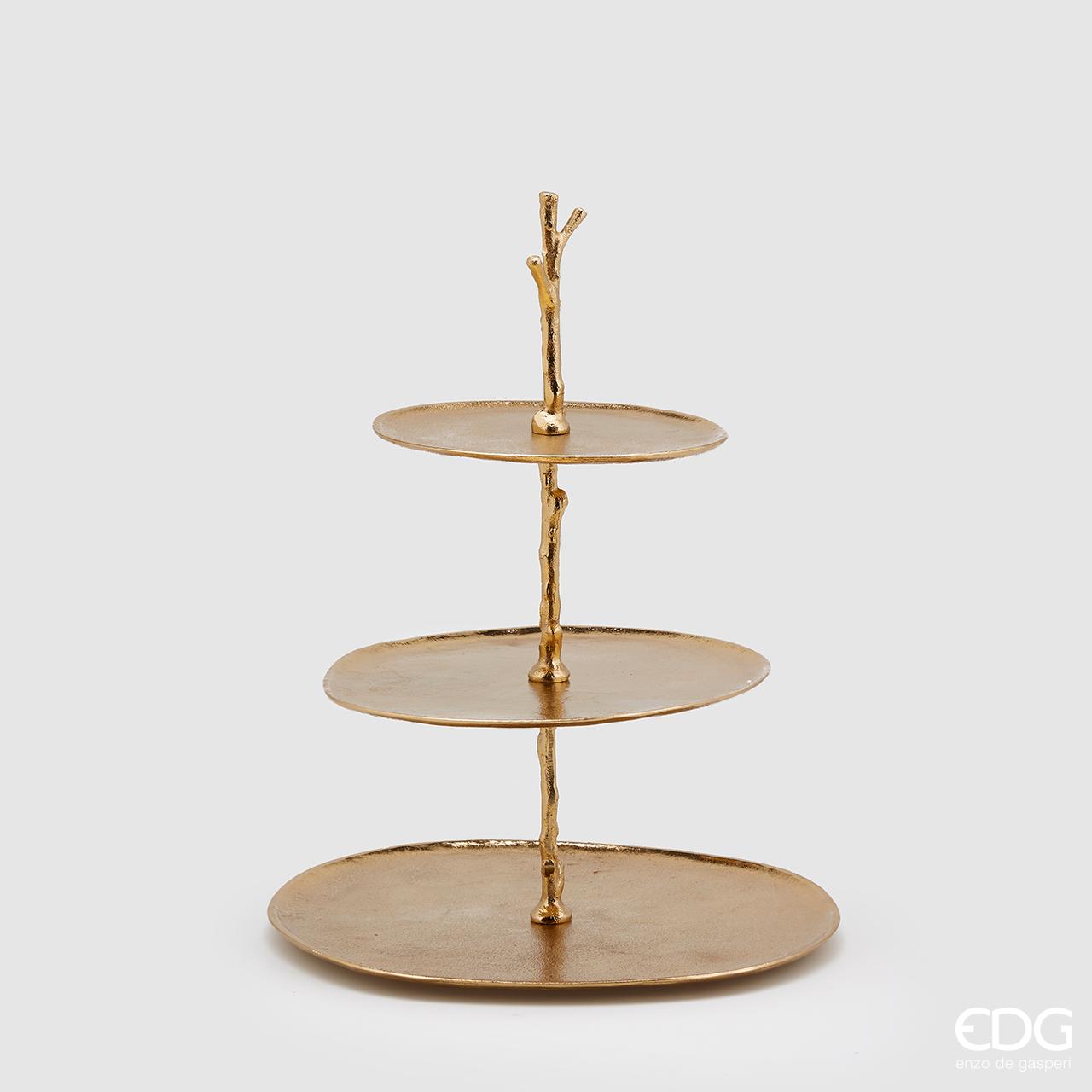 Alzata alluminio dorato H. 47 cm.  EDG Enzo de Gasperi