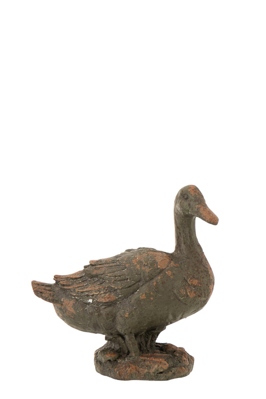 Anatra seduta in magnesio finitura anticata h. 36 cm. - J LINE by JOLIPA