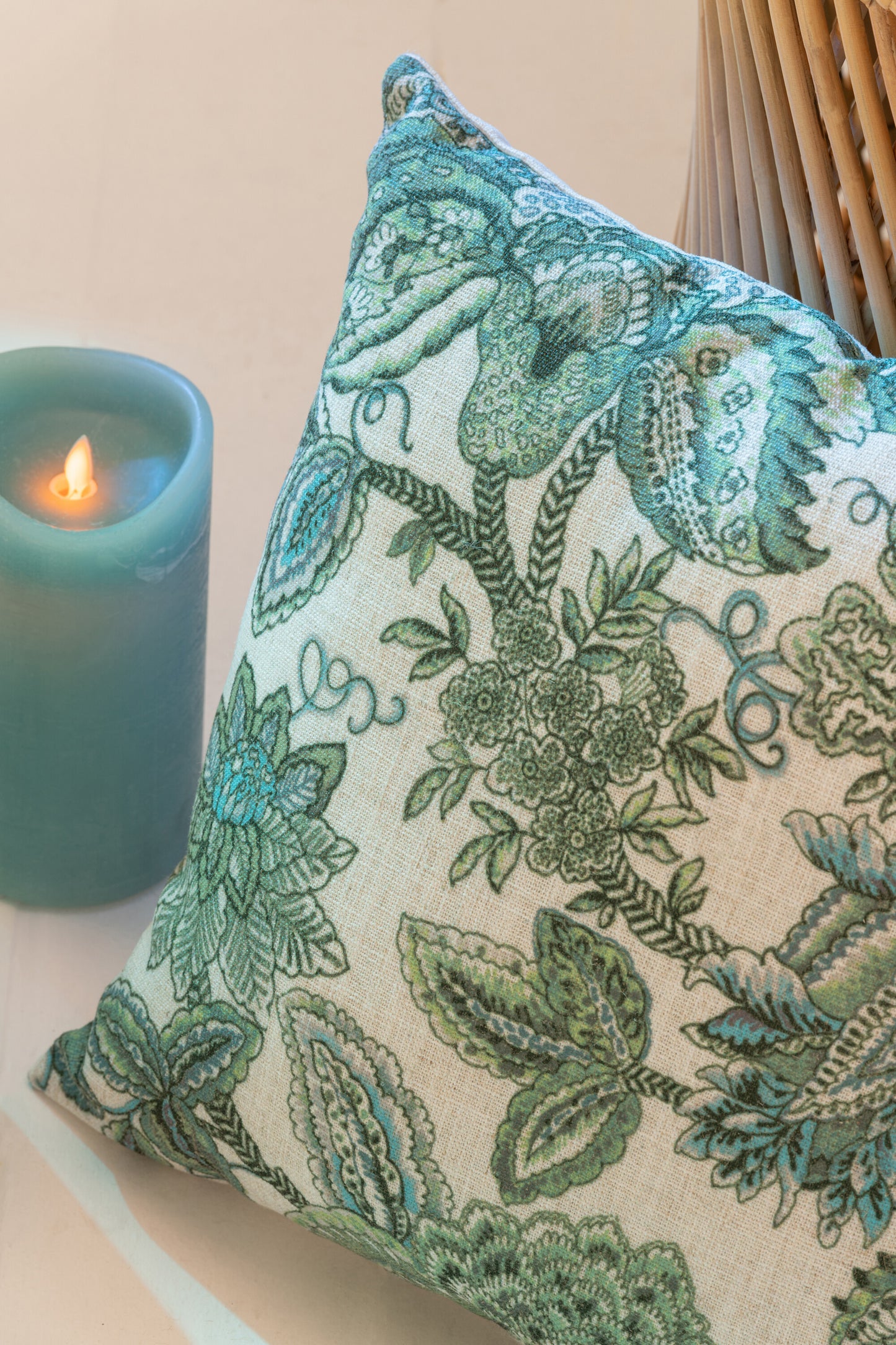 Cuscino 45x45 fantasia verde/blu chiaro - J LINE by JOLIPA