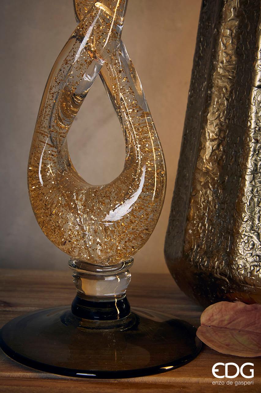 Portacandela torchon vetro H.40cm EDG - Enzo De Gasperi