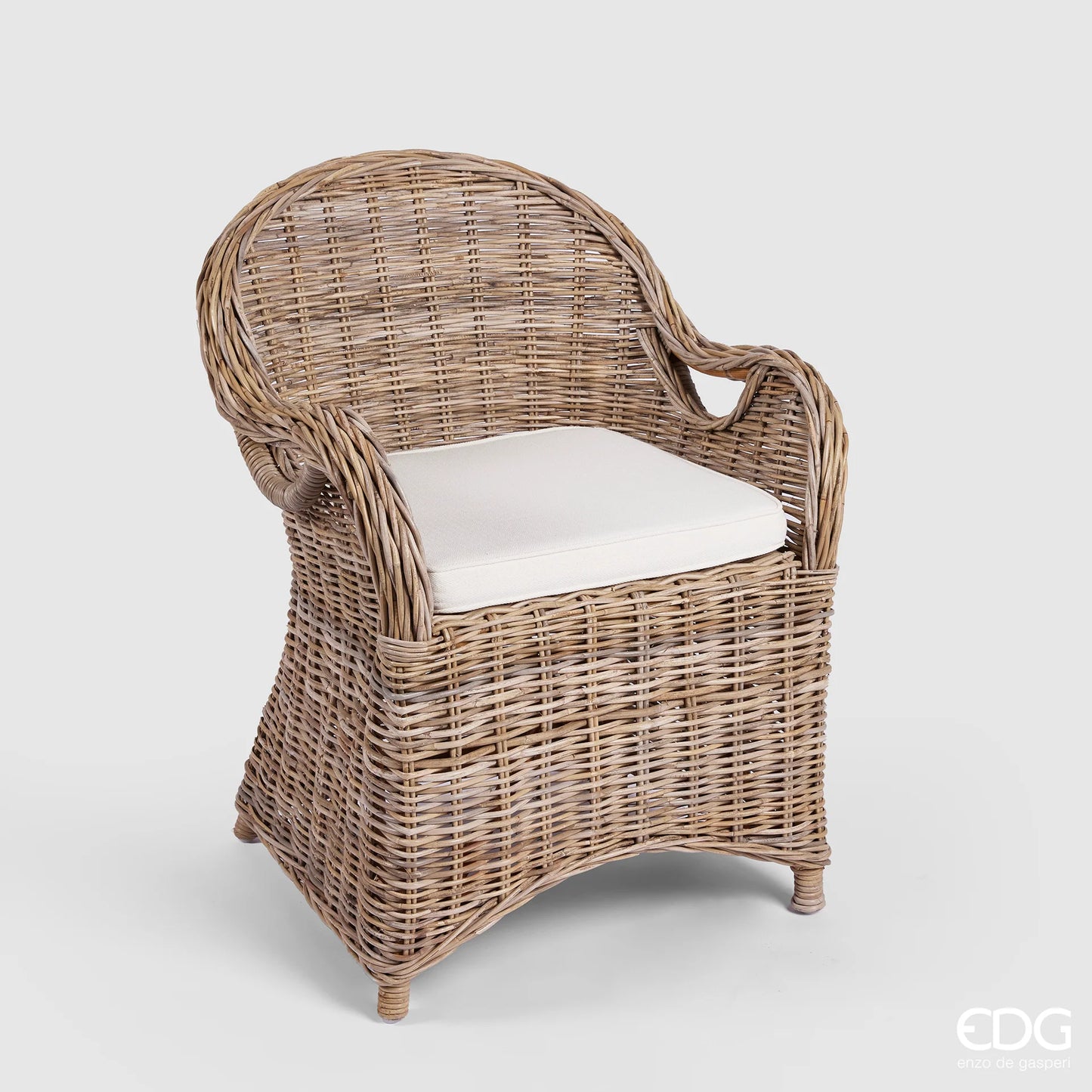 Poltrona in Rattan Naturale con Cuscini Sfoderabili EDG Enzo De Gasperi