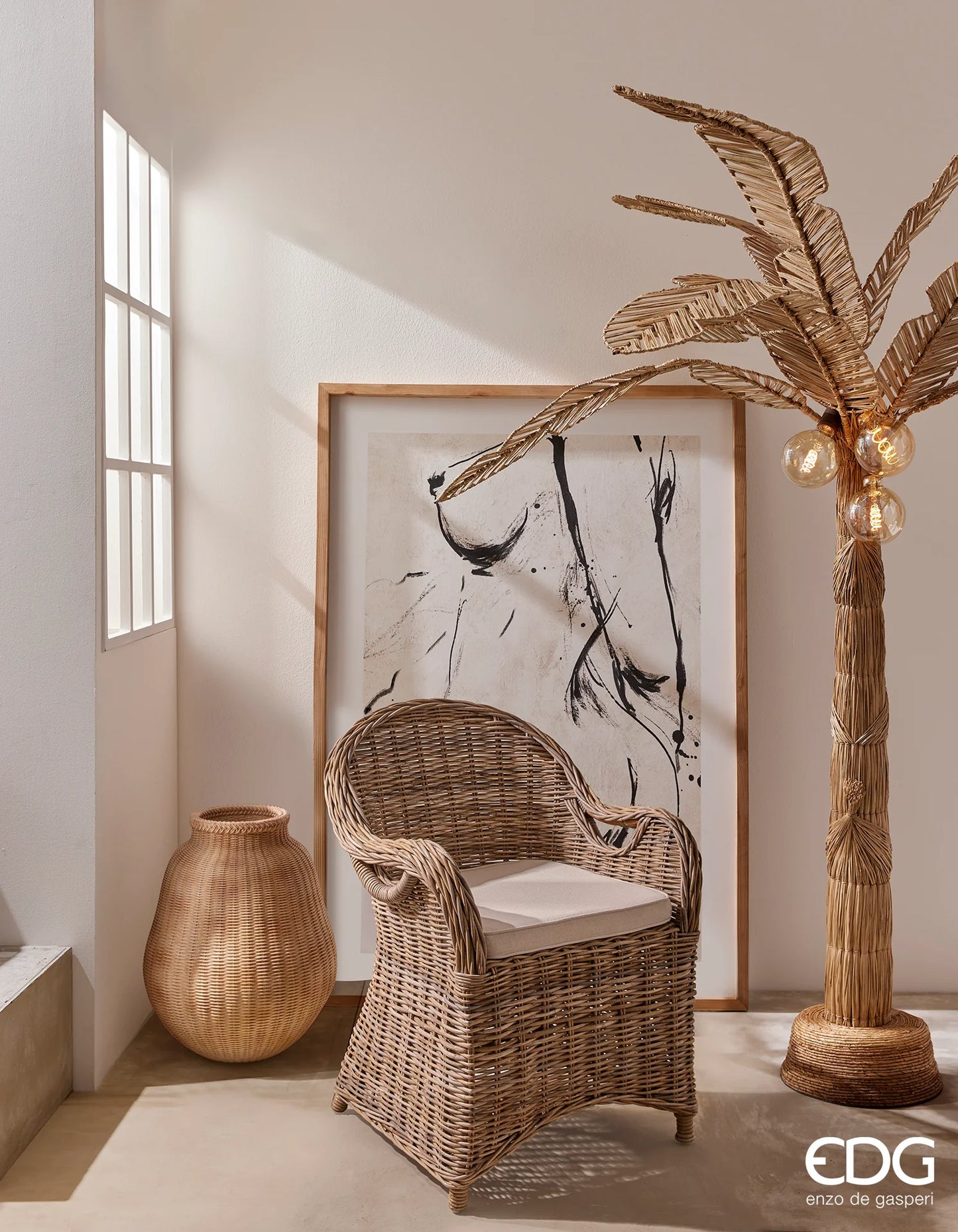 Poltrona in Rattan Naturale con Cuscini Sfoderabili EDG Enzo De Gasperi