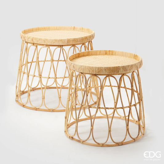 Tavolini Deco in Rattan H45 H41 cm EDG - Enzo De Gasperi