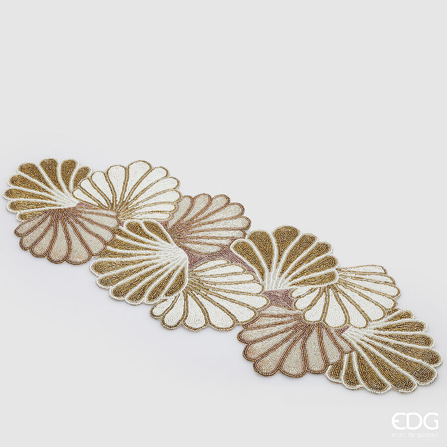Runner Natalizio Conchiglie in Tessuto Vetro Rose Gold 30×90 cm EDG Enzo De Gasperi