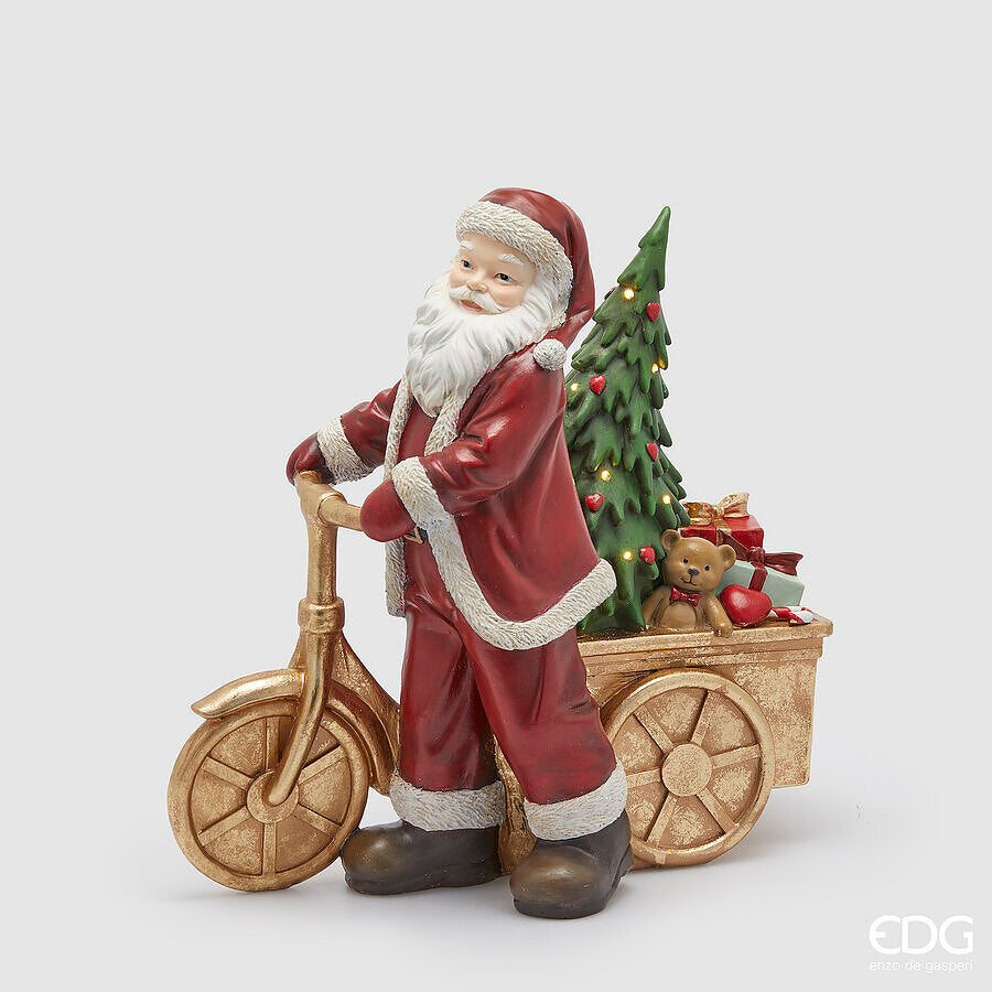 Babbo Natale con Bicicletta e Doni con Mini LED 48x26 H. 48 cm EDG Enzo De Gasperi