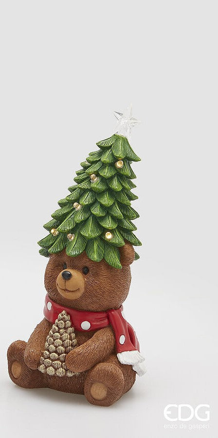 Decoro Orso Goloso in Resina con LED Integrato H. 26 cm EDG Enzo De Gasperi