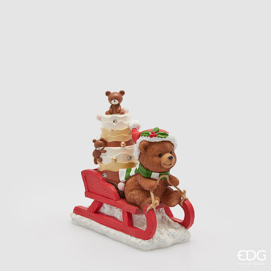 Decoro orso goloso led su slitta EDG - Enzo De Gasperi