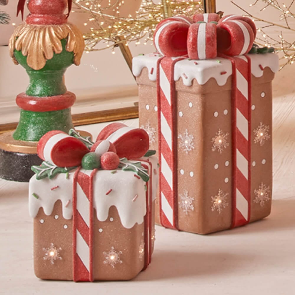 Decoro Pacco Regalo Marzapane con LED H. 26 cm EDG Enzo De Gasperi