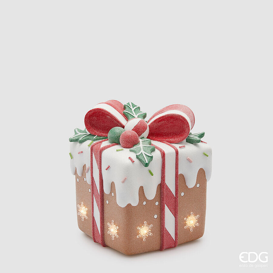 Decoro Pacco Regalo Marzapane con LED H. 26 cm EDG Enzo De Gasperi