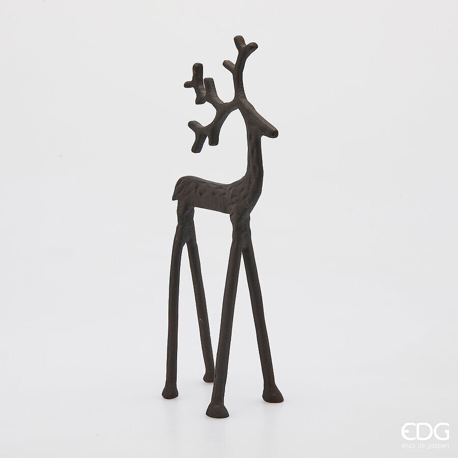 Decoro Renna in Metallo Dark Brown H. 40 cm L. 17 cm EDG Enzo De Gasperi