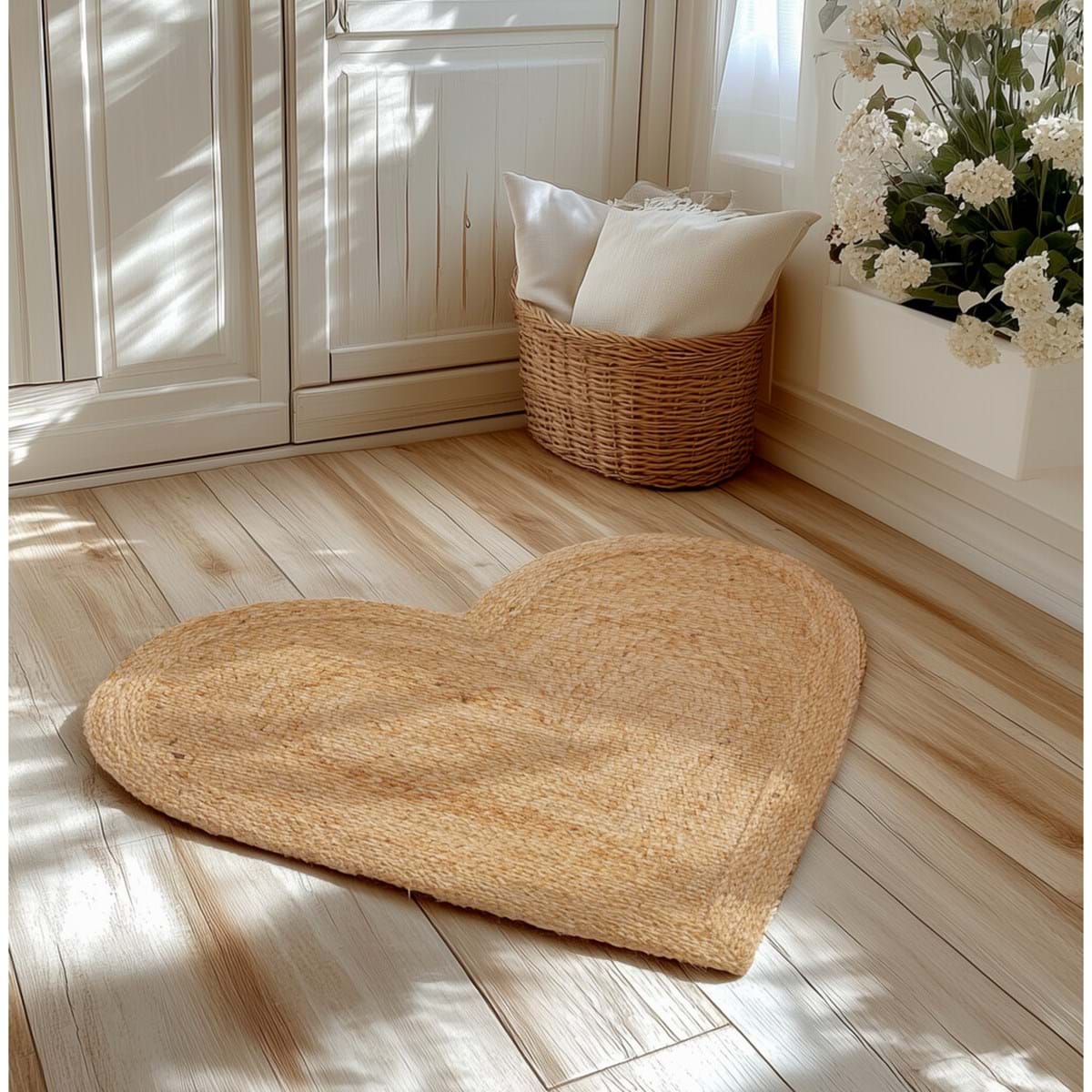 Tappeto in juta a cuore 50x80 cm. BLANC MARICLO'