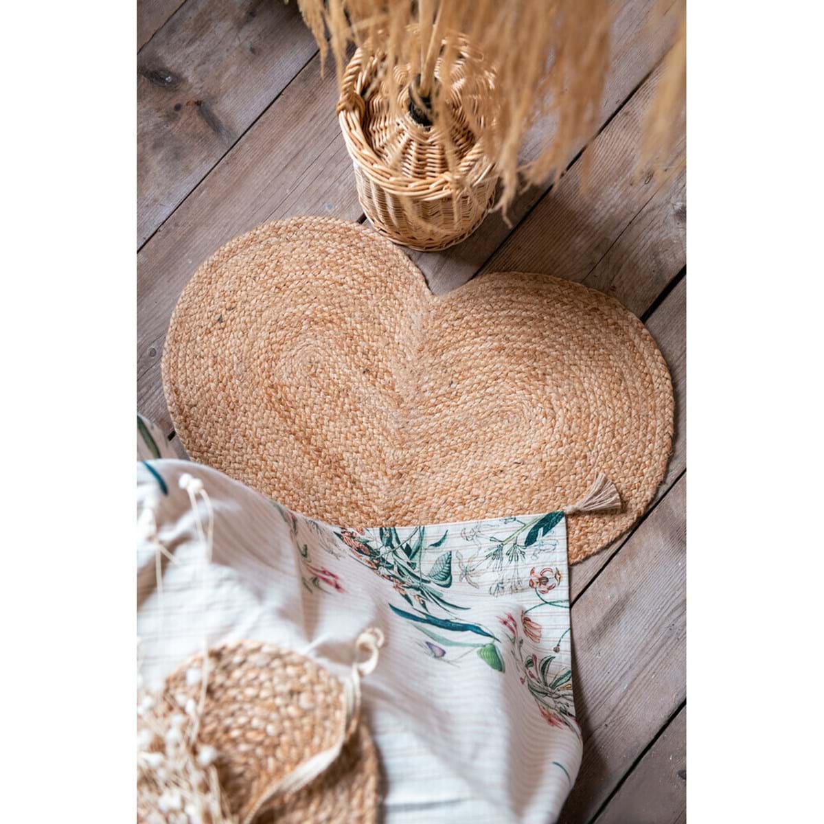 Tappeto in juta a cuore 50x80 cm. BLANC MARICLO'