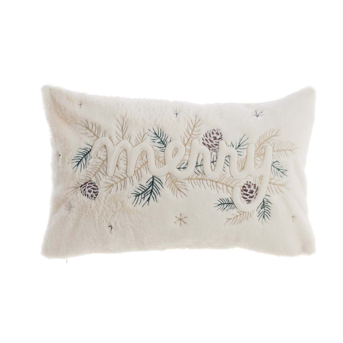 Cuscino ricamato con ecopelliccia BLANC MARICLÒ