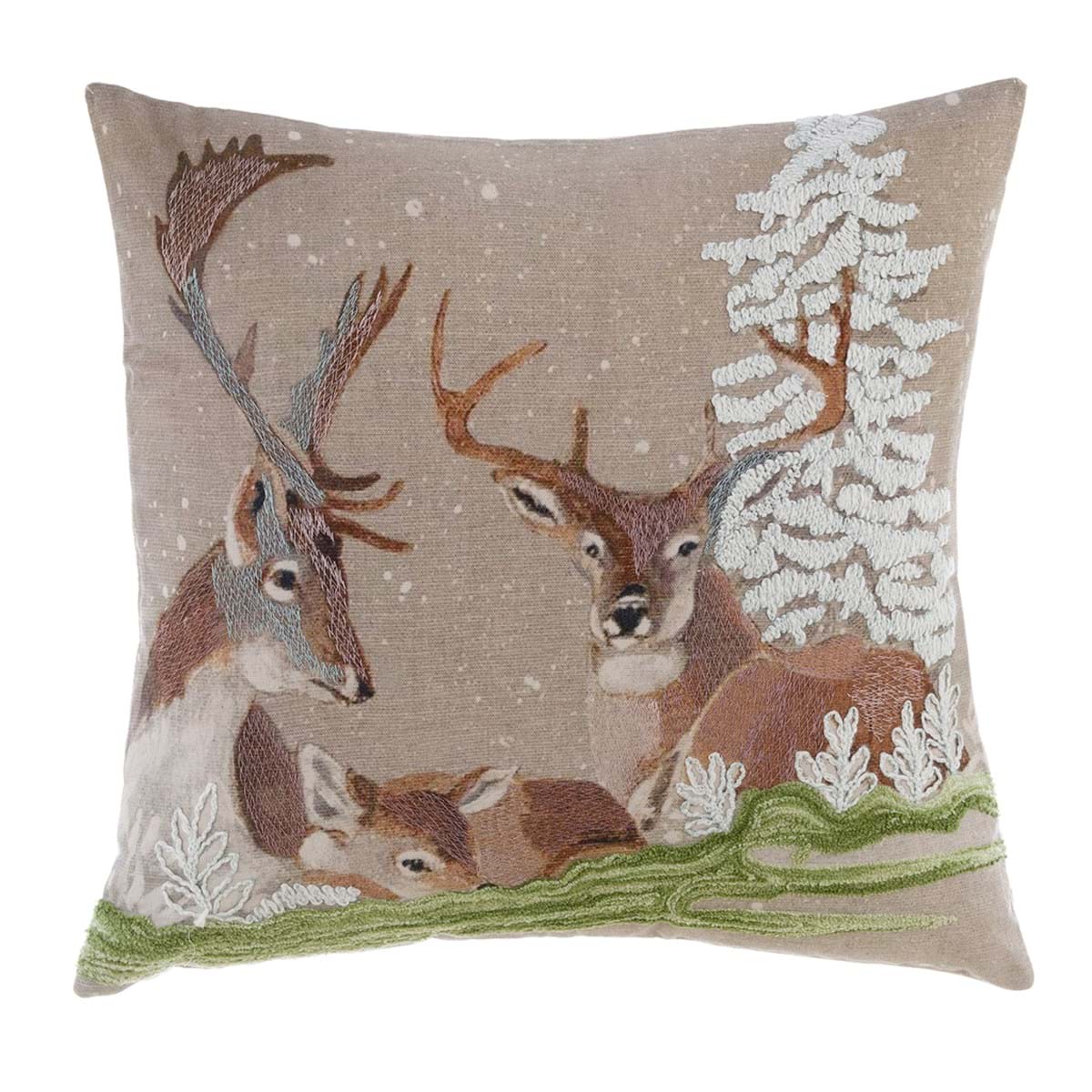 Cuscino Natalizio con Decoro Renna 45×45 cm Blanc Mariclò