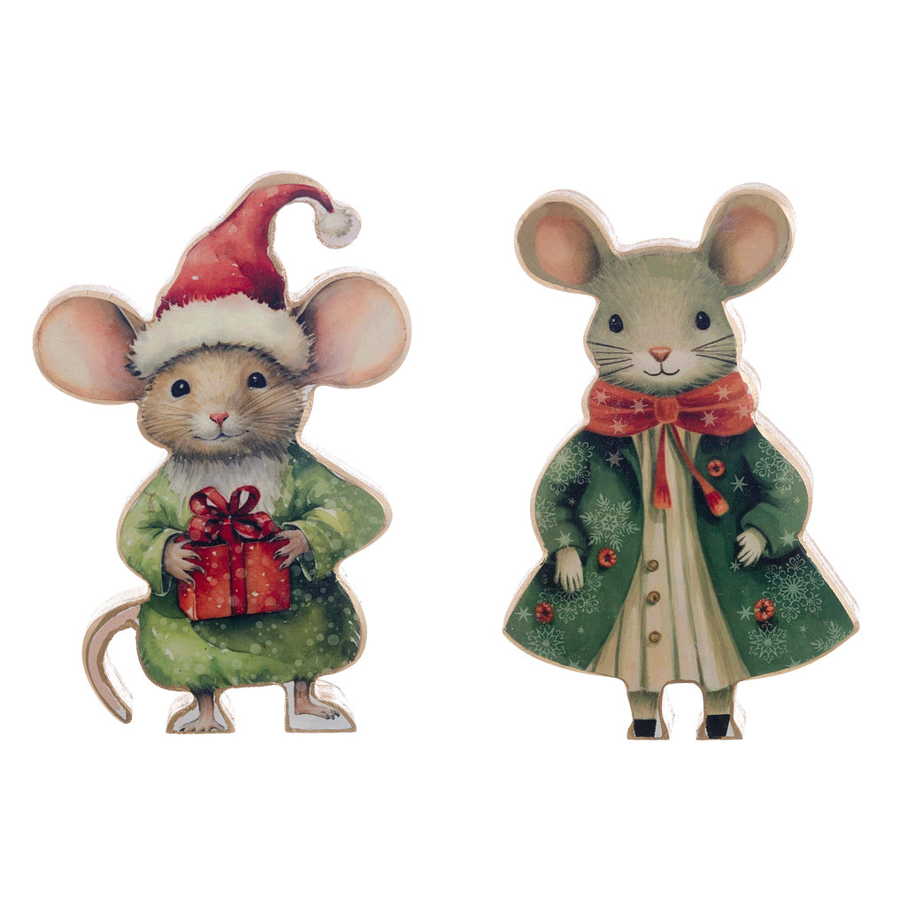 Decoro topolino Lui e Lei  H. 30 cm. Collezione Favola di Natale BLANC MARICLO'