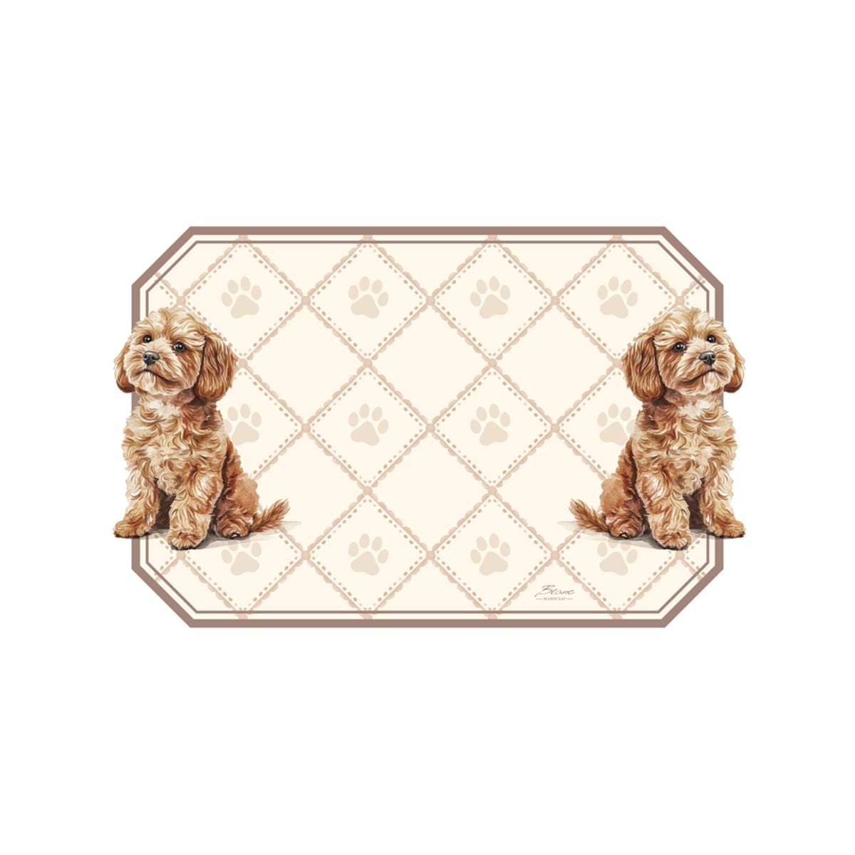 Tovaglietta in Vinile "Funny Animals" con Cucciolo Beige su Sfondo Crema 48x30 cm Blanc Mariclò