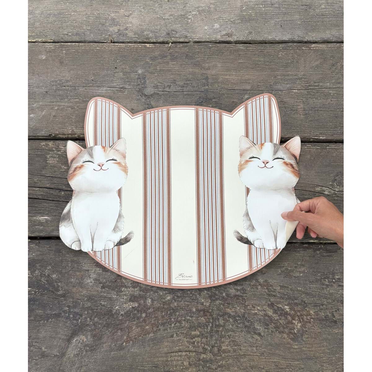 Tovaglietta in Vinile "Funny Animals" a Forma di Testa di Gatto 48x38 cm Blanc Mariclò
