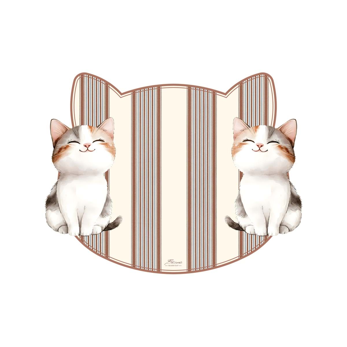 Tovaglietta in Vinile "Funny Animals" a Forma di Testa di Gatto 48x38 cm Blanc Mariclò