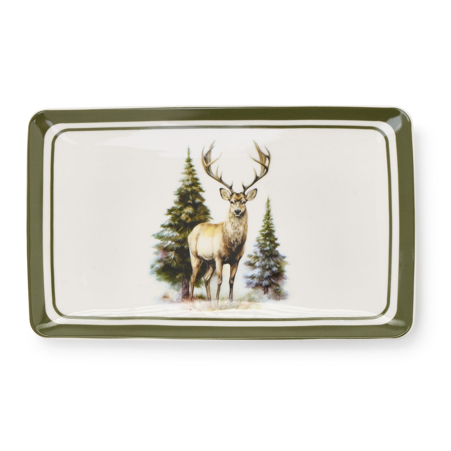 Vassoio Rettangolare Bosco Incantato in New Bone 21×13 cm Nuvole di Stoffa