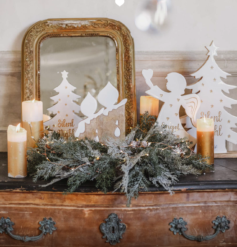 Candela Decorativa in Legno Sbiancato Blanc Mariclò