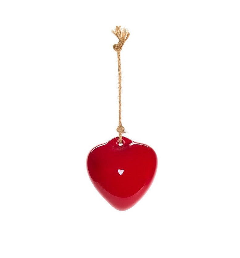 Cuore Rosso da Appendere in Ceramica 6x5 cm Collezione Racconto di Natale Nuvole di Stoffa