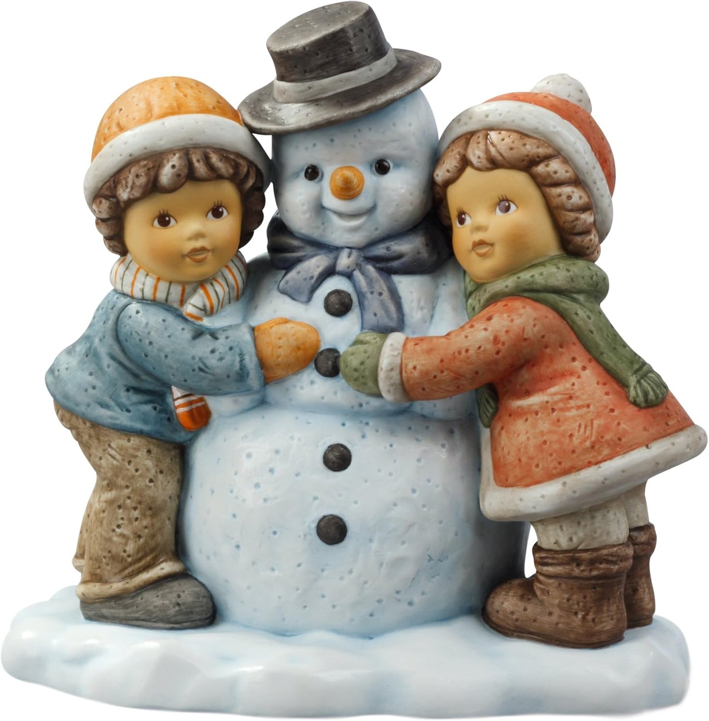 Figurina Facciamo un Pupazzo di Neve Collezione Nina e Marco in Porcellana L. 12,5 H. 13 cm Goebel