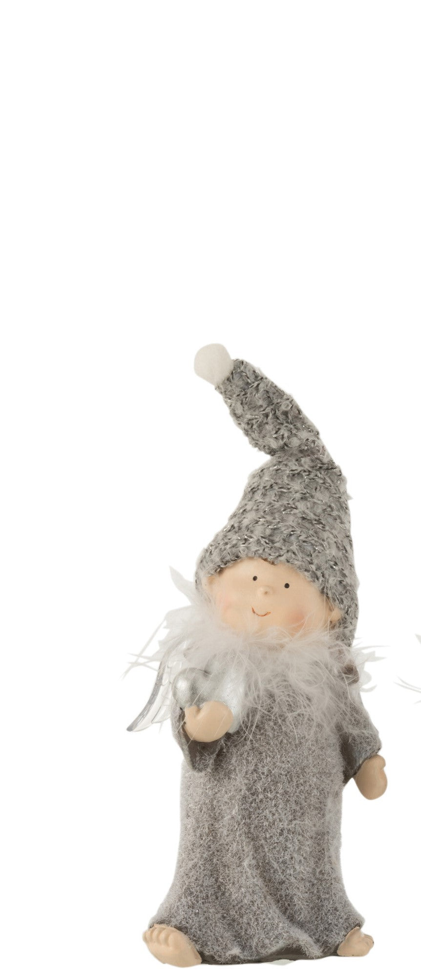 Angelo grigio in resina con cuore in mano J-LINE by JOLIPA