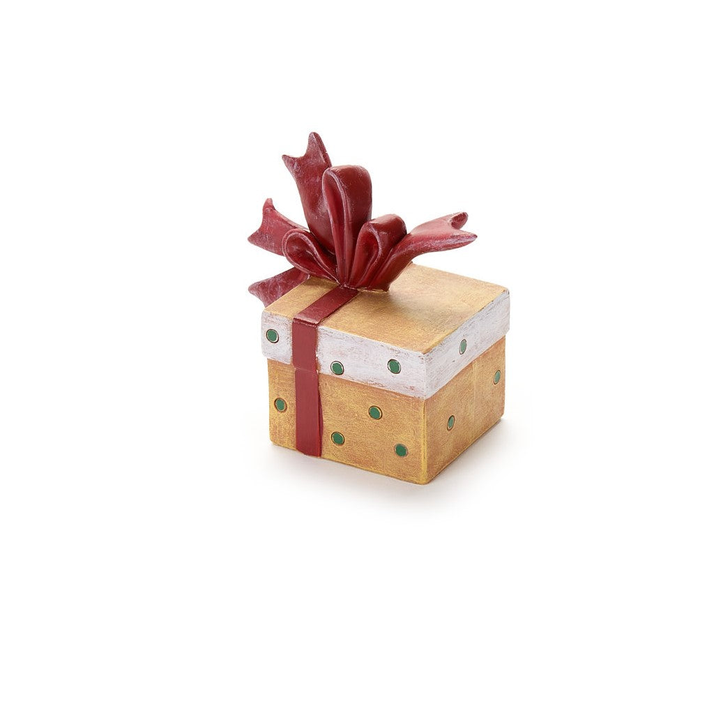 Decoro Pacchetto Regalo Carol in Resina 8×5×8,5 cm Nuvole di Stoffa