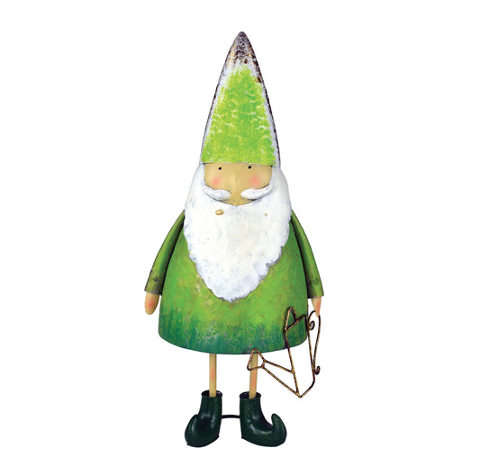 Gnomo in metallo colore verde  H. 60 cm.  ELLEGIFT