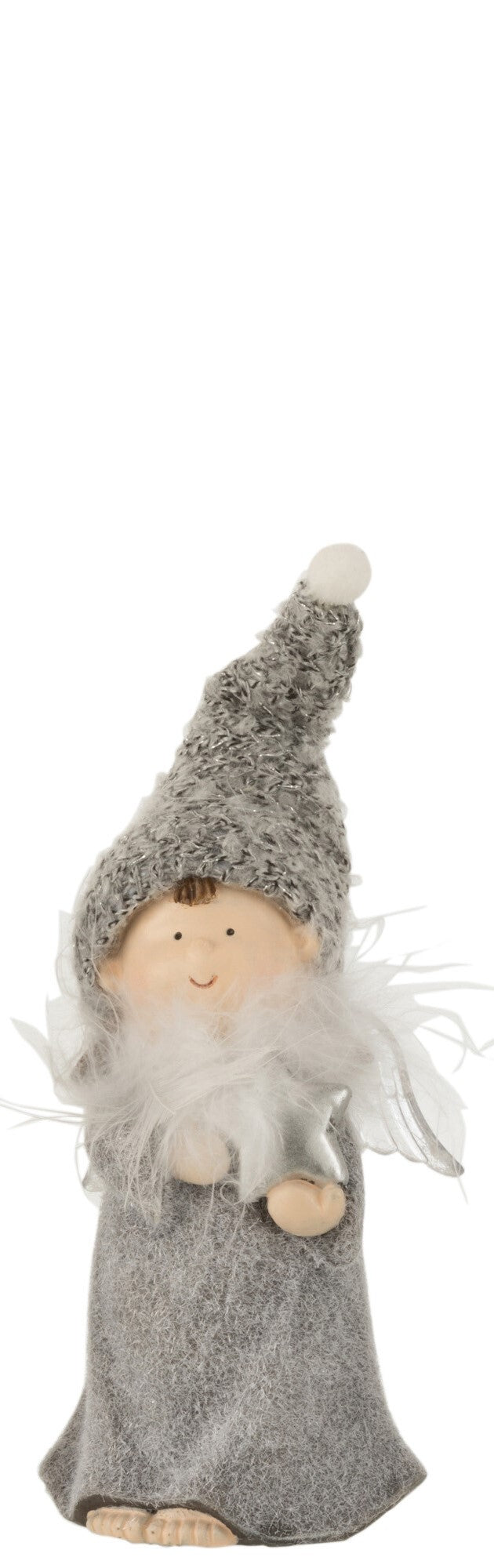 Angelo grigio in resina con cuore tra le mani J-LINE by JOLIPA