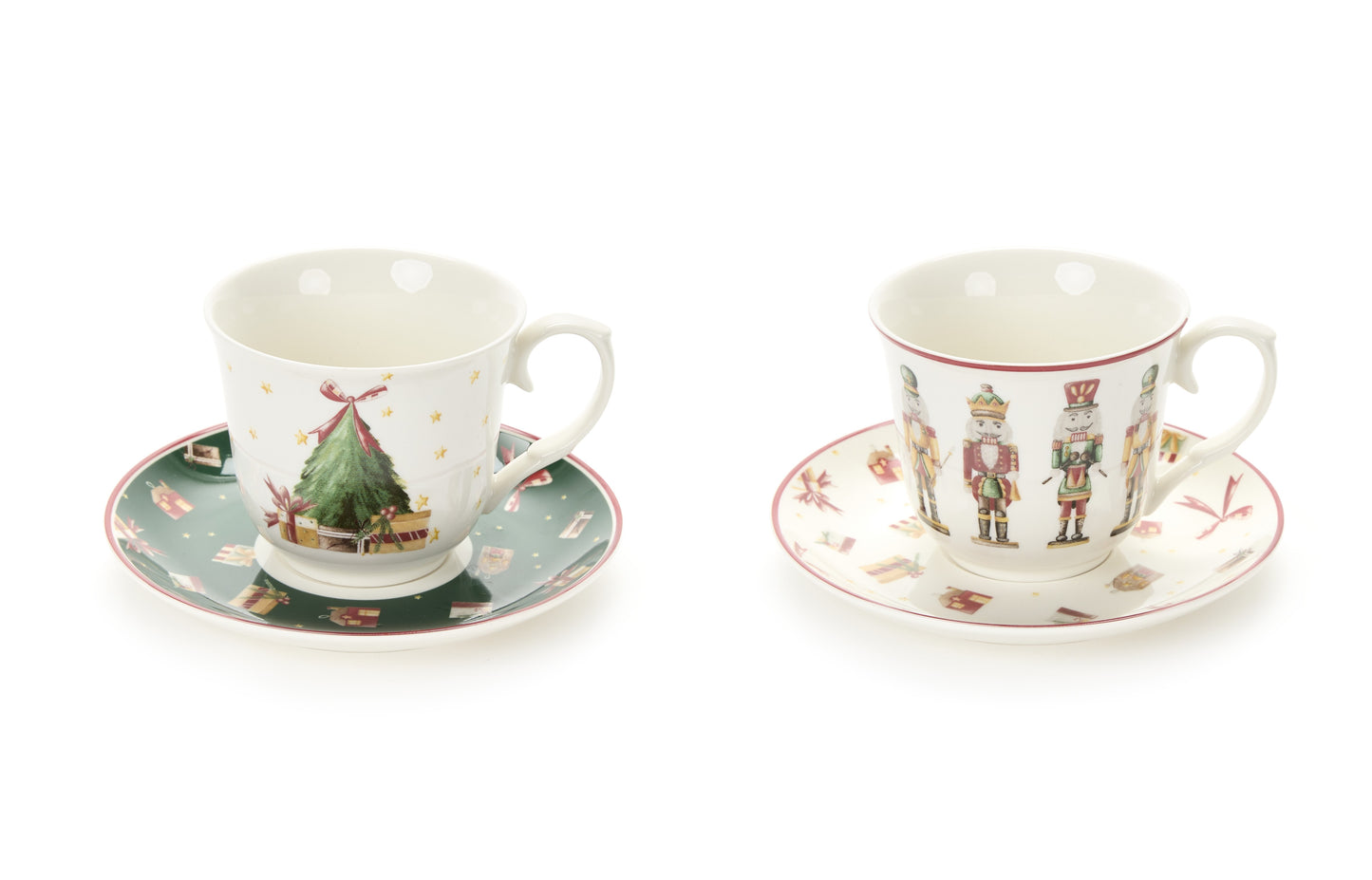 Tazza da Tè con Piattino Christmas Carol 220ml in Bone China Nuvole di Stoffa