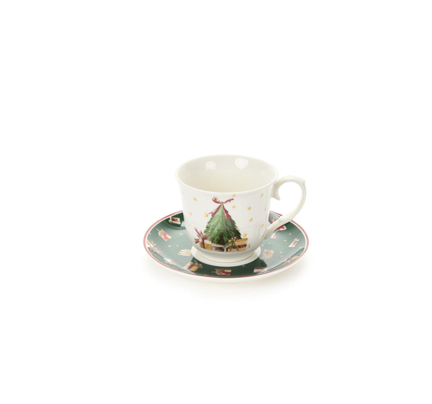 Tazza da Tè con Piattino Christmas Carol 220ml in Bone China Nuvole di Stoffa