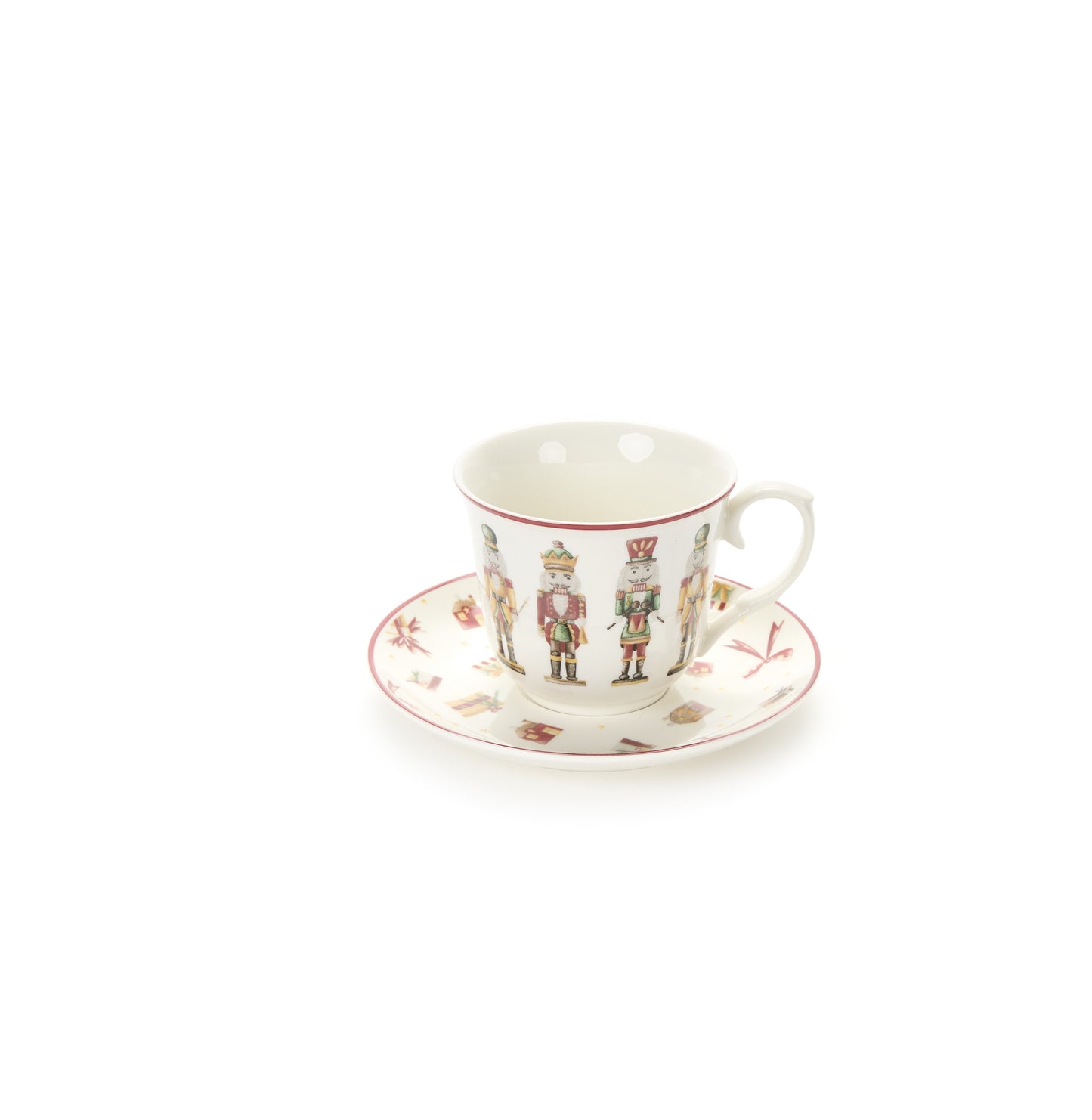Tazza da Tè con Piattino Christmas Carol 220ml in Bone China Nuvole di Stoffa