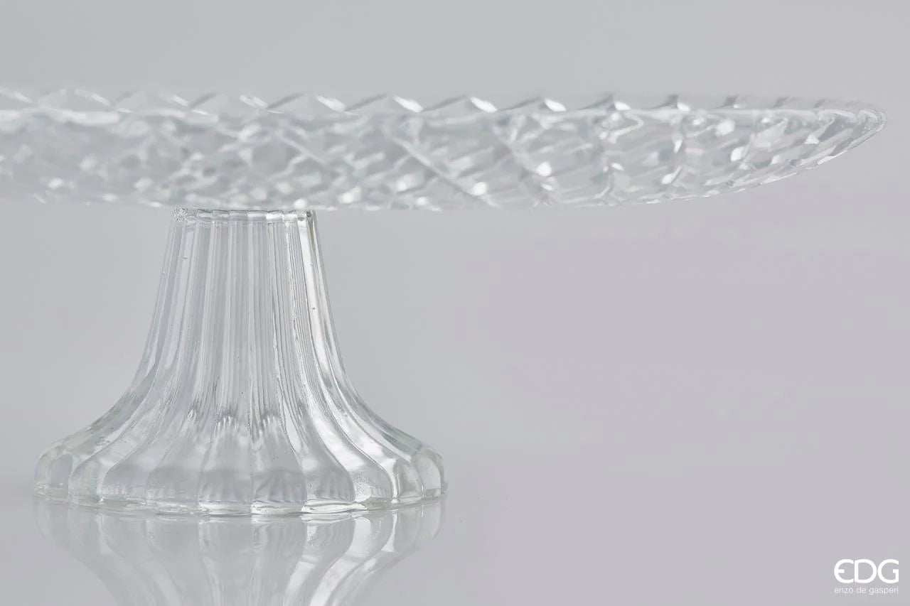 Alzata con Rombi in vetro H. 10xD. 32 cm EDG - Enzo de Gasperi