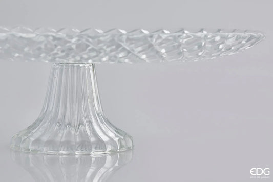 Alzata con Rombi in vetro H. 10xD. 32 cm EDG - Enzo de Gasperi