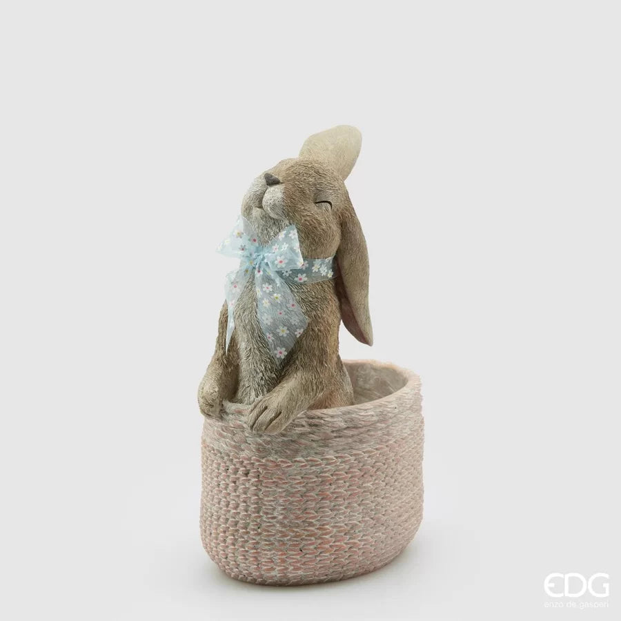 Vaso poliresina con coniglio H. 31cm EDG - Enzo De Gasperi