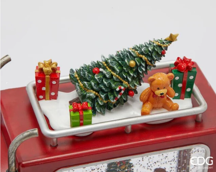Decoro Furgone Babbo Natale con Musica Movimento e LED 28x9 H. 21,5 cm EDG Enzo De Gasperi