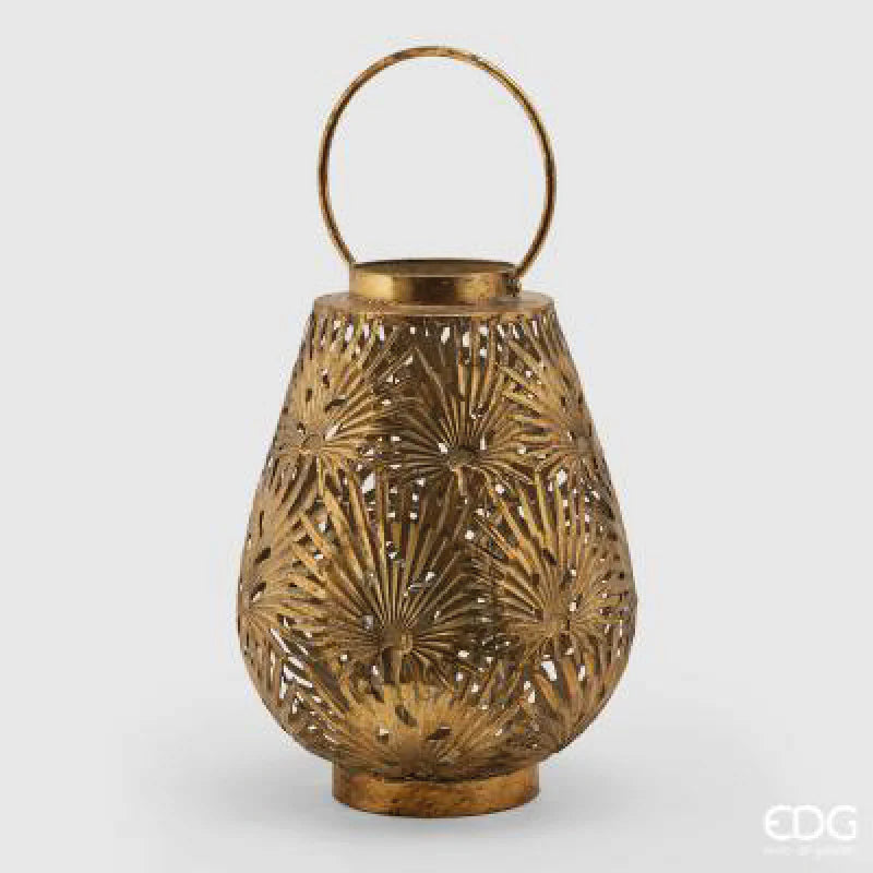 Lanterna foglie metallo H. 45cm EDG - Enzo De Gasperi