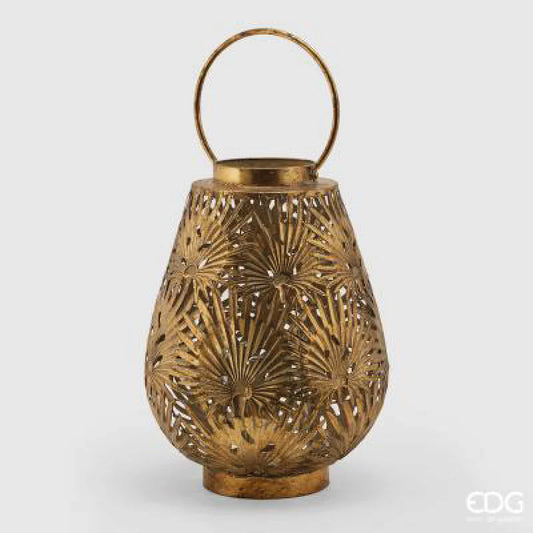 Lanterna foglie metallo H. 45cm EDG - Enzo De Gasperi