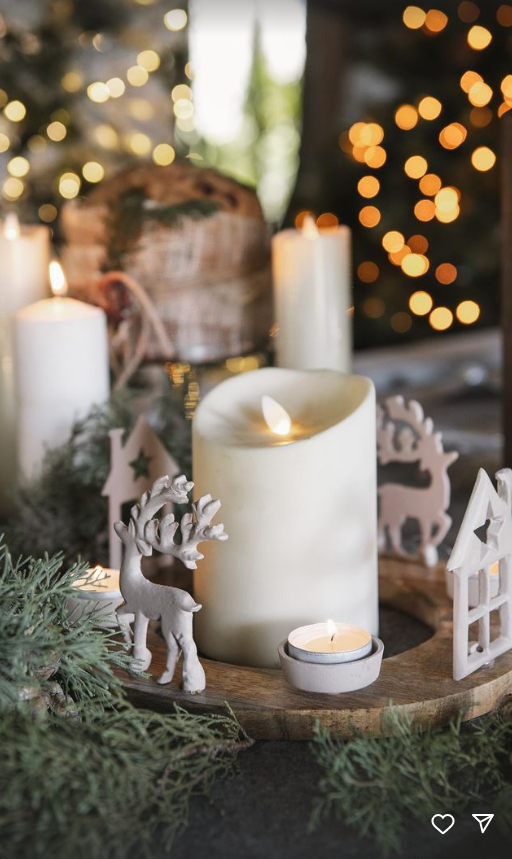 Porta candele tondo con renne BLAN MARICLÒ