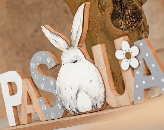 Decoro scritta PASQUA in legno