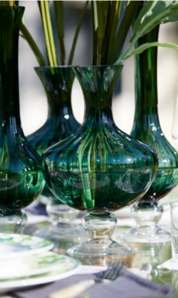 Vaso anfora vetro righe verde  H. 30cm EDG - Enzo de Gasperi